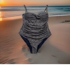 Woman’s tummy control Navy Patterned One-Piece Swimsuit D/DD sze 12